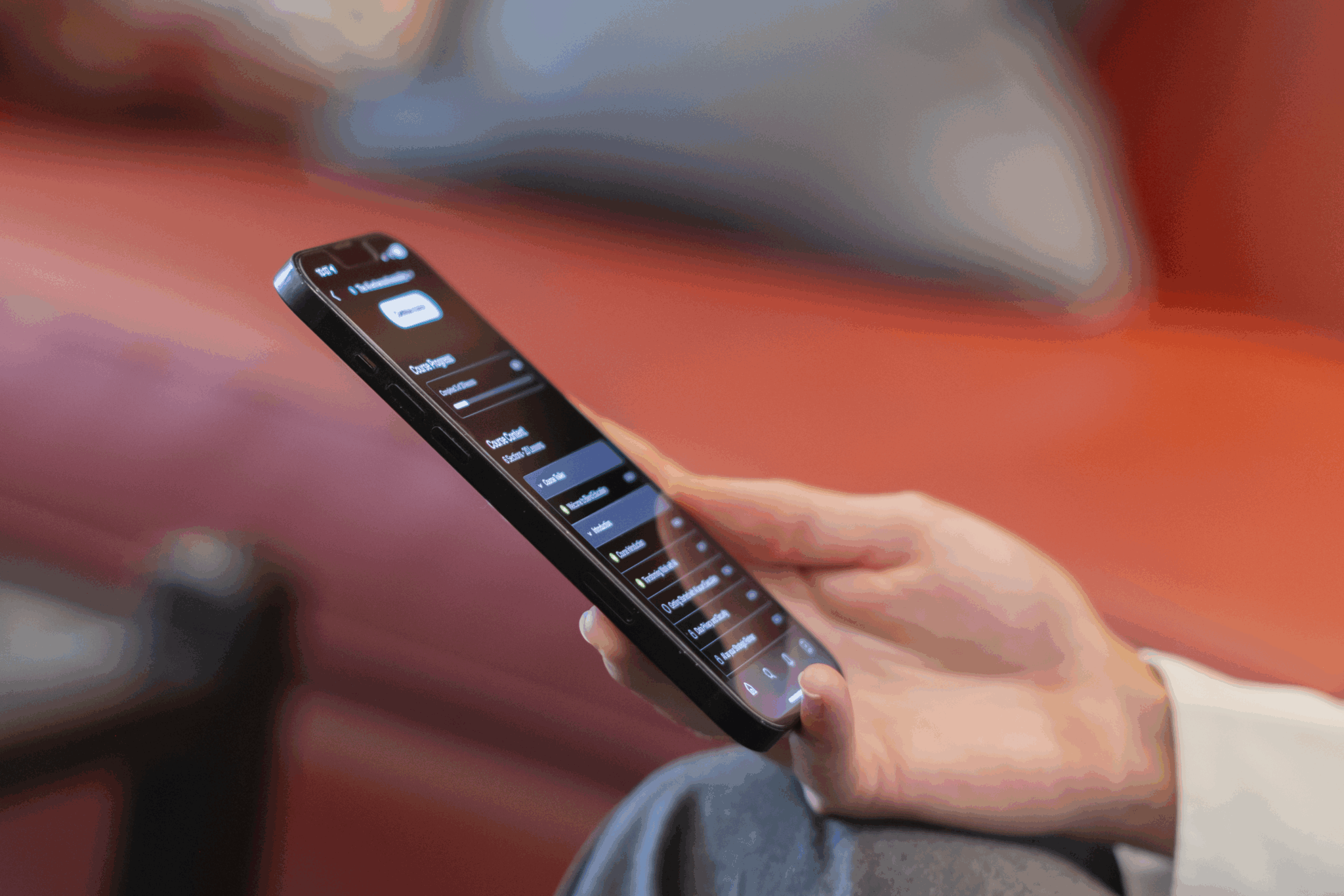 A professional networking app on a mobile device, held by a hand